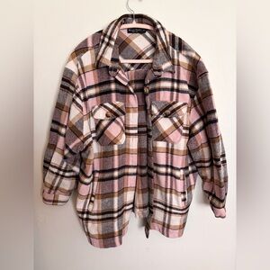 Unknown Brand Pink Plaid Utility Jacket